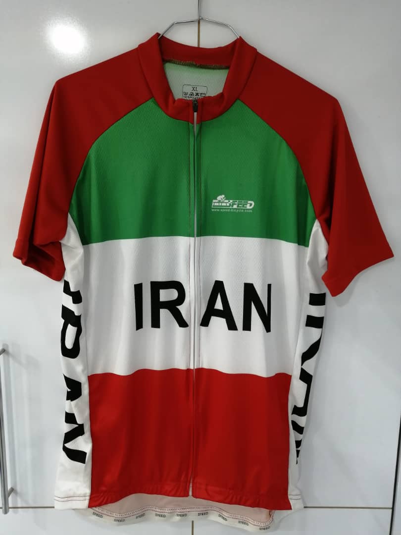 ست تی شرت و شورت دوبنده دوچرخه سواری اسپید طرح ایران قرمز