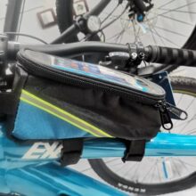 کیف موبایل خور روی تنه دوچرخه مشکی-آبی