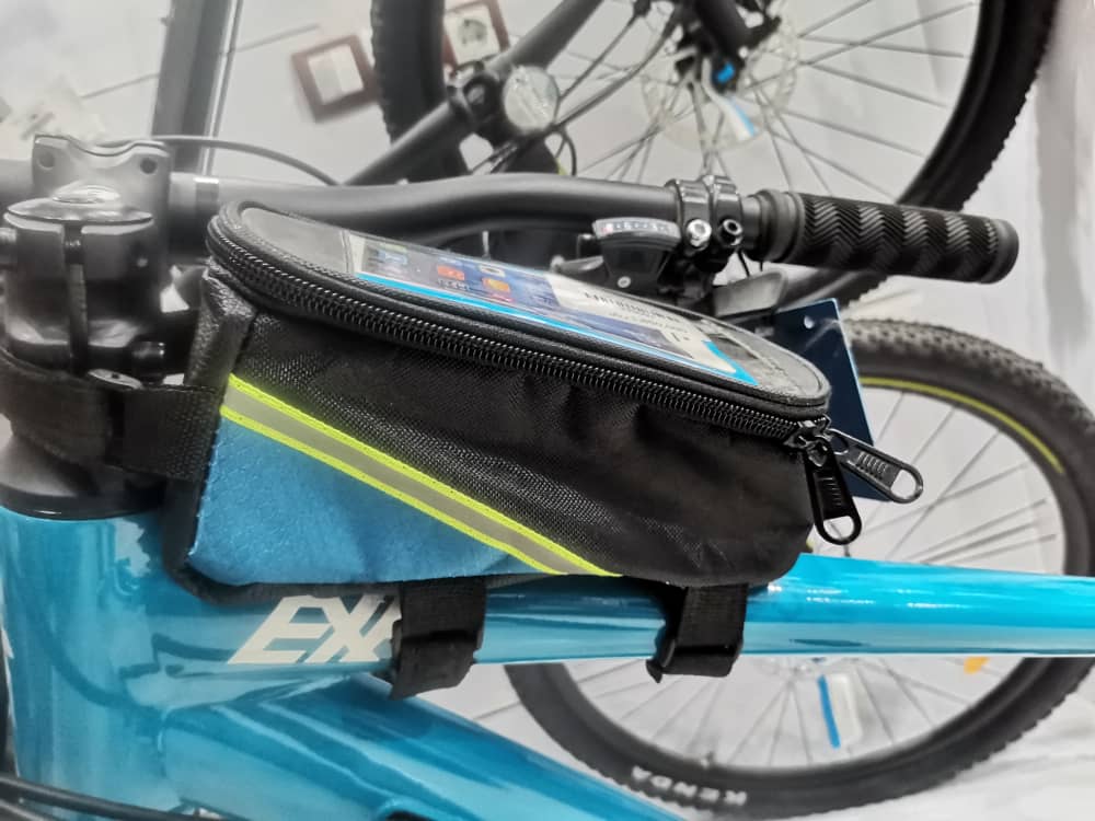 کیف موبایل خور روی تنه دوچرخه مشکی-آبی