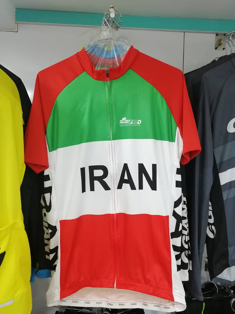 تی شرت دوچرخه سواری اسپید طرح پرچم ایران قرمز